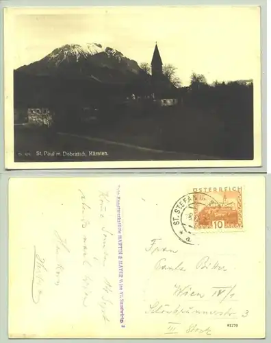 St. Paul (1030101) Ansichstkarte. Oesterreich. Postalisch gelaufen 1936