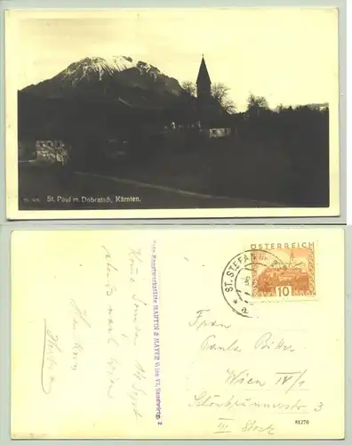 St. Paul () Ansichstkarte. Oesterreich. Postalisch gelaufen 1936