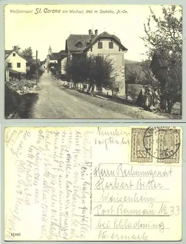St.Corona (1030266) Ansichstkarte. Oesterreich. Postalisch gelaufen, Datum etwas unleserlich, vermutlich 1923