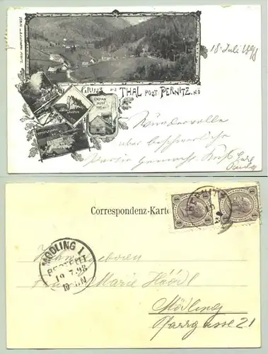 Thal / Pernitz () Ansichtskarte. Postalisch gelaufen 1898. / links oben kleiner Riss