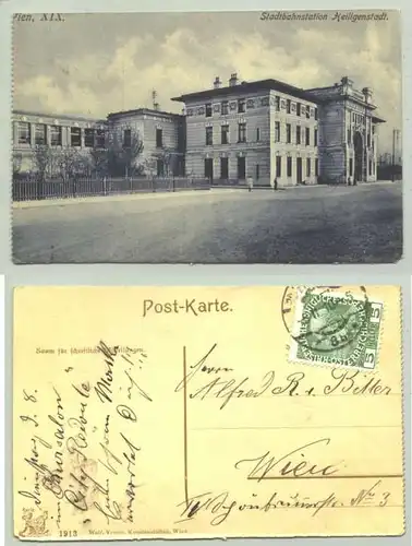 Wien XIX. () Ansichtskarte. Stadtbahnstation Heiligenstadt. Postalisch gelaufen 1915. kleine Randmaengel