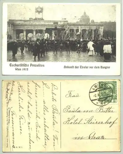 Wien (1030116)  Ansichstkarte. Oesterreich. Postalisch gelaufen 1912
