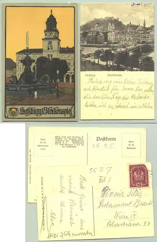 Salzburg, um 1910-20 ? ()  2 Ansichtskarten mit Motiven aus Salzburg. Deutscher Schulverein / Staatsbruecke