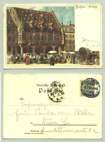 Freiburg 1898 (intern : 1022103)  Ansichtskarte. PLZ-Bereich pauschal 79098. Kuenstlerkarte von KLEY