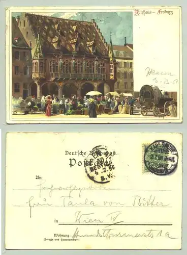 Freiburg 1898 (intern : )  Ansichtskarte. PLZ-Bereich pauschal 79098. Kuenstlerkarte von KLEY