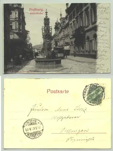 Freiburg 1901 (intern : 1022107) Foto-Ansichtskarte. PLZ-Bereich pauschal 79098.  / stark knittrig