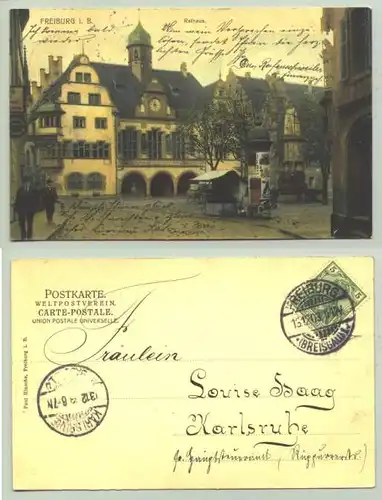 Freiburg 1903 (intern : )  Ansichtskarte. PLZ-Bereich pauschal 79098