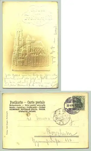 Freiburg 1906 (intern : )  Praegedruck-Ansichtskarte. PLZ-Bereich pauschal 79098