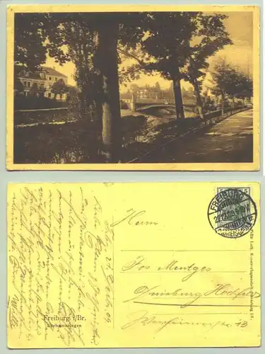 Freiburg 1909 (intern : ) Ansichtskarte. Dreisamanlagen. PLZ-Bereich pauschal 79098