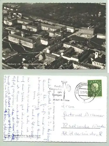 Freiburg 1960 (intern : 1022094) Ansichtskarte. Universitaetskliniken. PLZ-Bereich pauschal 79098