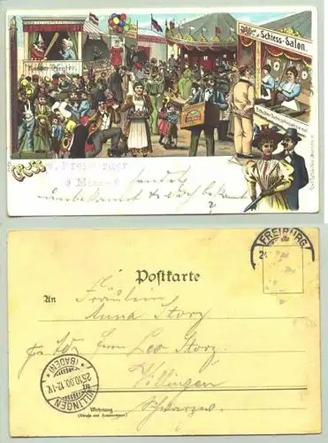 (79098-011) Ansichtskarte. "Gruss v. Freiburger Messe" 1900 (Stempelaufdruck 'v. Freiburger Messe')