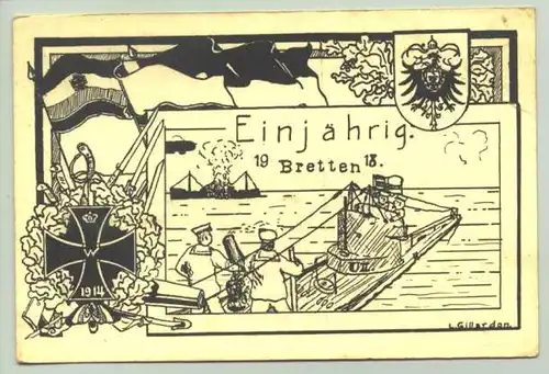 (intern : 75015-031)  Ansichtskarte. "Bretten - Einjährig 1918". Originalkarte von L. Gillardon