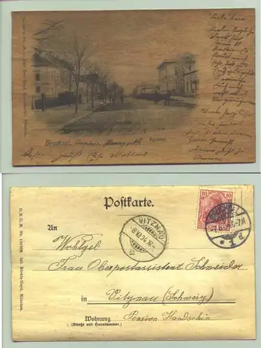 (intern 76646-011) Bruchsal 1904. Holzkarte. Ansichtskarte (Holzkarte Nr. 34 !)