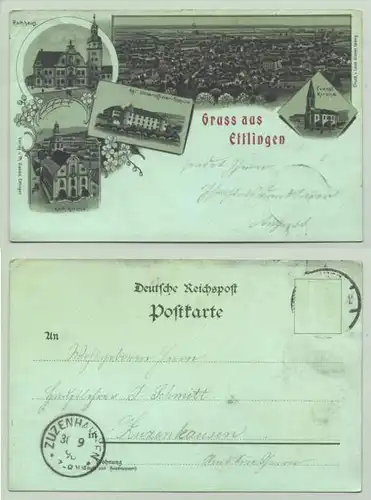 Ettlingen 1898 (intern : 1021942) Marke geloest, vermutlich 1898. Weitere Infos : Ansichtskarte. PLZ-Bereich pauschal 76275
