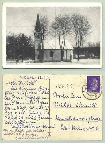 Feldberg 1943 (intern : ) Ansichtskarte. PLZ-Bereich pauschal 79868. Postalisch gelaufen 1943