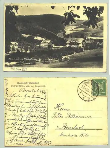 Oberglottertal 1926 (intern : ) Ansichtskarte. PLZ-Bereich pauschal 79286. Postalisch gelaufen 1926