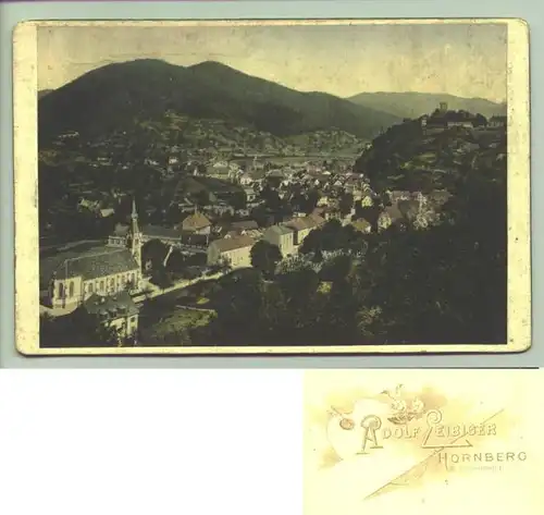 (78132-011)  Original alte Foto-Karte aus dickem Karton. "Hornberg". Rueckseite : 'Adolf Leibiger, Hornberg (Schwarzwald)', um 1900