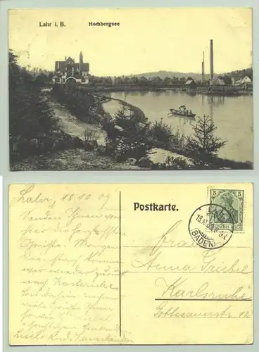 Lahr 1909 (intern : 1007955)  Ansichtskarte. PLZ-Bereich pauschal 77933