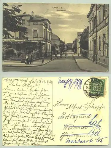 Lahr 1924 (intern : ) Ansichtskarte. Lahr - Schillerstrasse. PLZ-Bereich pauschal 77933