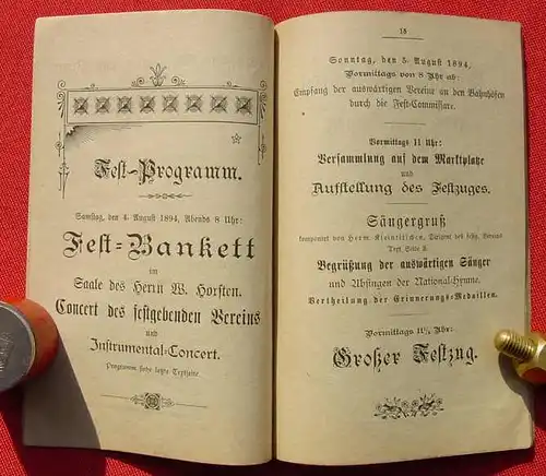 () Festbuch Gesang-Wettstreit 1894 zu Huels. 80 S., Sonntag & Engel, Crefeld 1894