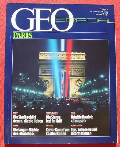 () Reisemagazin GEO-Spezial "Paris". 1985. 192 Seiten. Verlag Gruner + Jahr, Hamburg