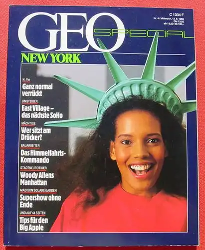 () Reisemagazin GEO-Spezial "New York". 1986. 216 Seiten. Verlag Gruner + Jahr, Hamburg