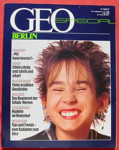 () Reisemagazin GEO-Spezial "BERLIN". 1986. 264 Seiten. Verlag Gruner + Jahr, Hamburg