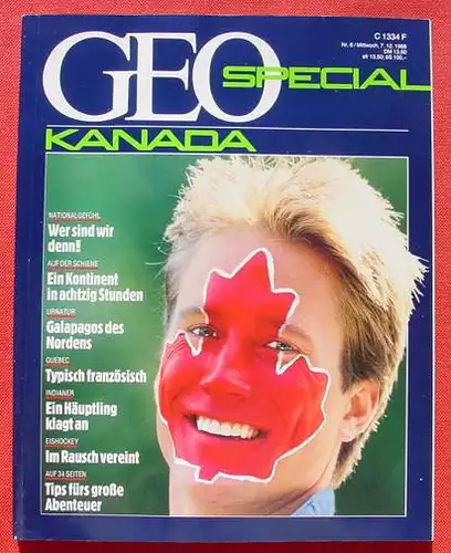 (1011218) Reisemagazin GEO-Spezial "Kanada". 1988. 192 Seiten. Verlag Gruner + Jahr, Hamburg