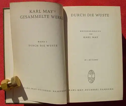 () Karl May, Band 1 "Durch die Wueste". Karl-May-Verlag Bamberg, 1952. Sehr guter Zustand