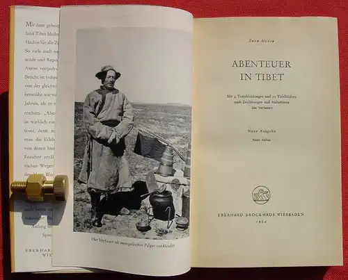 (1012579) Sven Hedin "Abenteuer in Tibet". 168 S., 21 Tafelbilder. Neue Ausgabe. 1954 Brockhaus, Wiesbaden