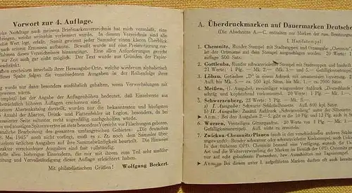 () "Verzeichnis der seit dem 8. Mai 1945 im Deutschen Reich erschienenen Postwertzeichen". 1947 Beckert, Wuenschendorf