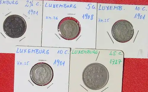 (1030735) Kleine Partie Muenzen : 5 x Luxemburg ab 1901