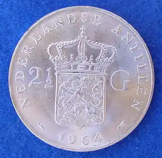 (1015588) Niederlaendisch Antillen 2,5 Gulden 1964. Grosse Silbermuenze