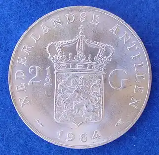 () Niederlaendisch Antillen 2,5 Gulden 1964. Grosse Silbermuenze