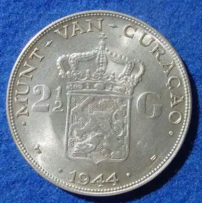 () Niederlaendisch Curacao 2,5 Gulden 1944 Silbermuenze