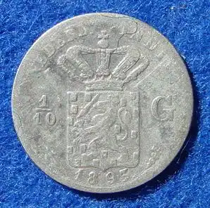 (1015606) Niederlaendisch Indien 1 / 10 Gulden 1893 Silbermuenze