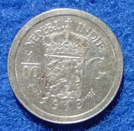 () Niederlaendisch Indien 1 / 10 Gulden 1919 Silbermuenze