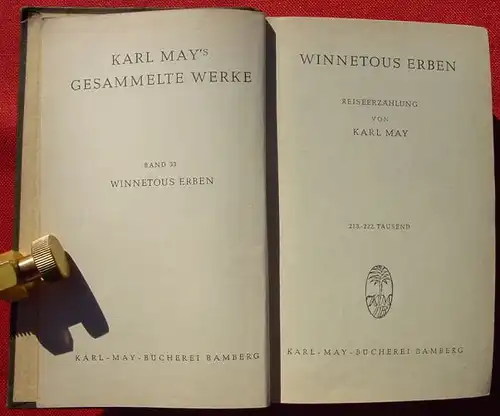 () Karl May, Bd 33 "Winnetous Erben". Bamberg. 213. bis 222. T., Schmid 1952. Gebrauchsspuren