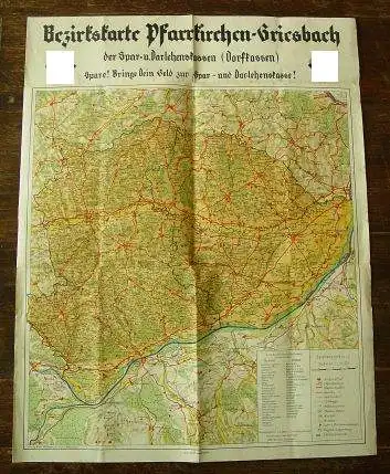 (2001134) Bezirkskarte Pfarrkirchen-Griesbach, Plakat 48 x 61 cm. NS-Zeit. Drittes Reich