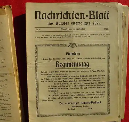 (0080326) Nachrichtenblatt der ehemaligen 239er (Badener). Nr. 1 bis Nr. 12, 1919-1922