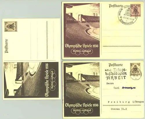 (0270122) 3 x Postkarten Olympiade 1936