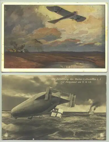 (1025801) 4 Ansichtskarten, um 1914-1917, Luftfahrt-Motive, Weltkrieg I