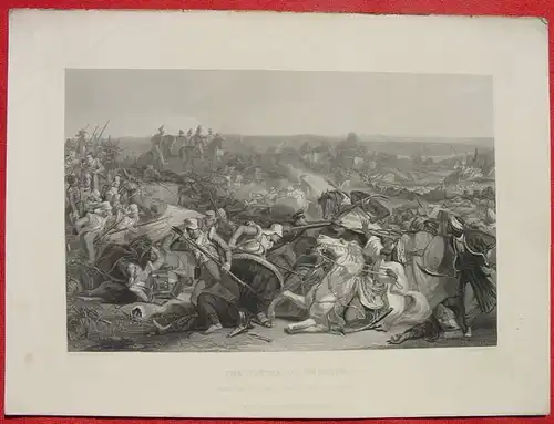 () Original Stahlstich um 1880 'The Battle Of Meeanee'. Grafik. Militaria