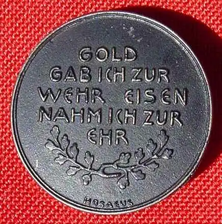 (1031712) Medaille : In eiserner Zeit 1916. Gold gab ich zur Wehr - Eisen nahm ich zur Ehr