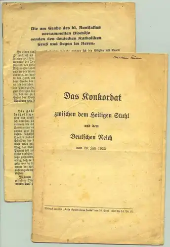 () Konkordat zw. Heiligen Stuhl / Deutsches Reich 1933, 16 S.-Heft