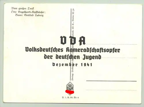 (1010118) VDA 1941 Volksdeutsches Kameradschaftsopfer der deutschen Jugend. Dezember 1941