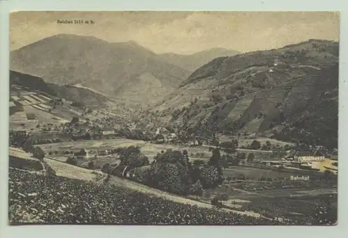 (1022163) Untermünstertal gegen Belchen, um 1920. Ansichtskarte. Mit Bahnhof. PLZ-Bereich pauschal 79244. Postalisch nicht gelaufen, um 1920 ?