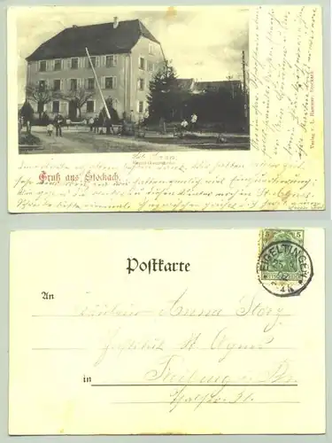 (78333-011) Ansichtskarte. "Gruss aus Stockach - Bezirkskommando". Beschrieben u. postalisch gelaufen mit Marke u. Stempel v. 1902. Verlag L. Hammer, Stockach