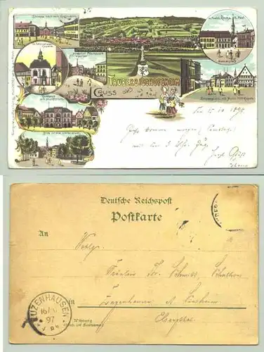 (97941-041) Ansichtskarte. Gruss aus Tauberbischofsheim. Beschrieben u. postalisch gelaufen (Marke geloest) Stempel von 1897. Verlag F. X. Bott, Tauberbh