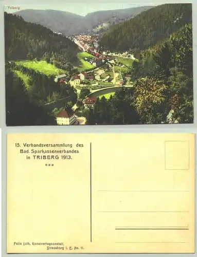 () Ansichtskarte. Ruecks. Text : '15.Verbandsvers. d. Bad. Sparkassenverb. i. Triberg 1913'. PLZ-Bereich pauschal 78098